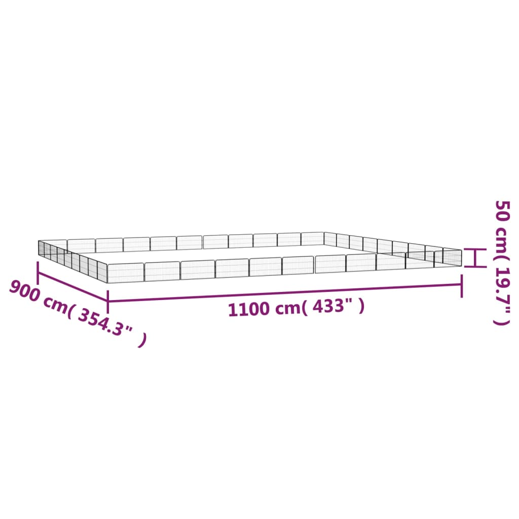 Țarc câini 40 panouri negru 100x50 cm oțel vopsit electrostatic