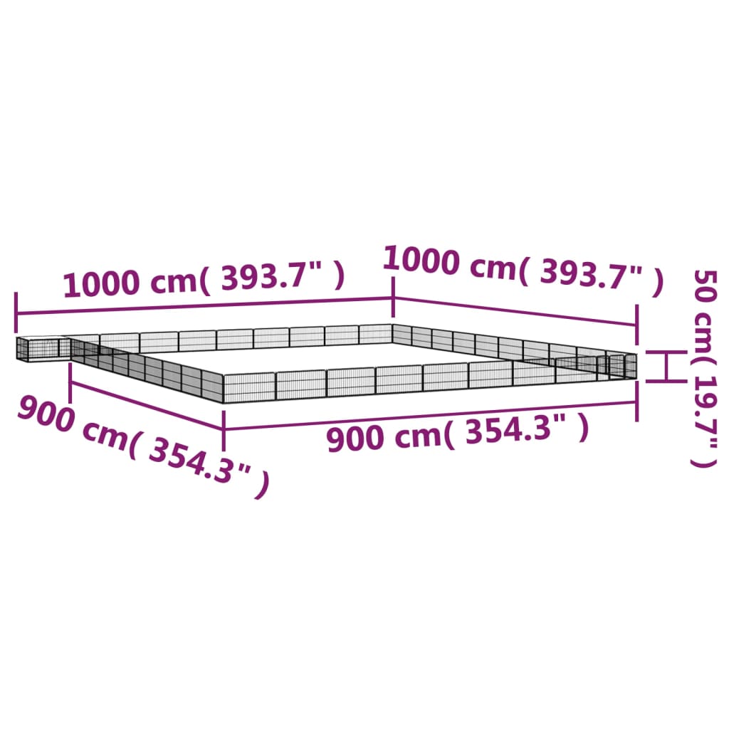 Țarc câini 40 panouri negru 100x50 cm oțel vopsit electrostatic