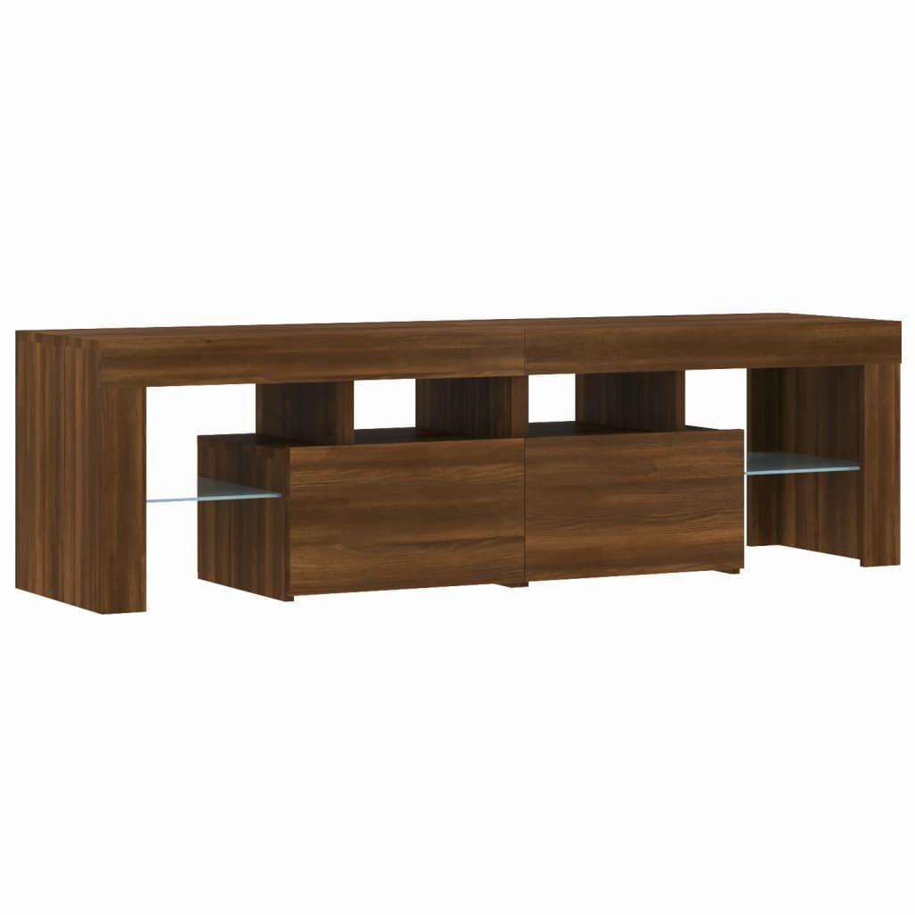 Comodă TV cu lumini LED, stejar maro, 140x36,5x40 cm