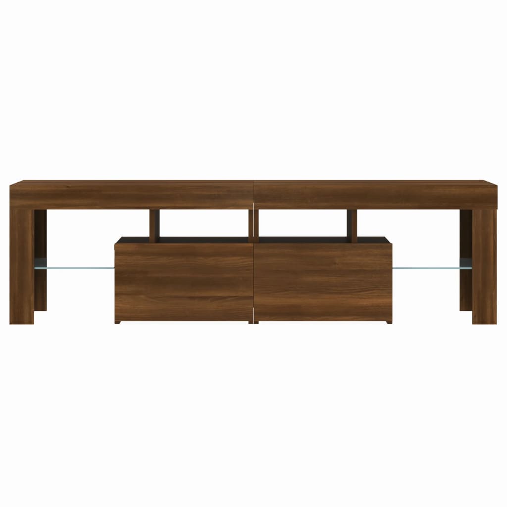 Comodă TV cu lumini LED, stejar maro, 140x36,5x40 cm