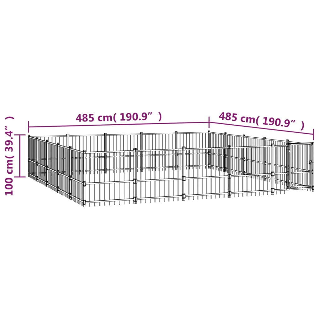 Padoc pentru câini de exterior, 23,52 m², oțel