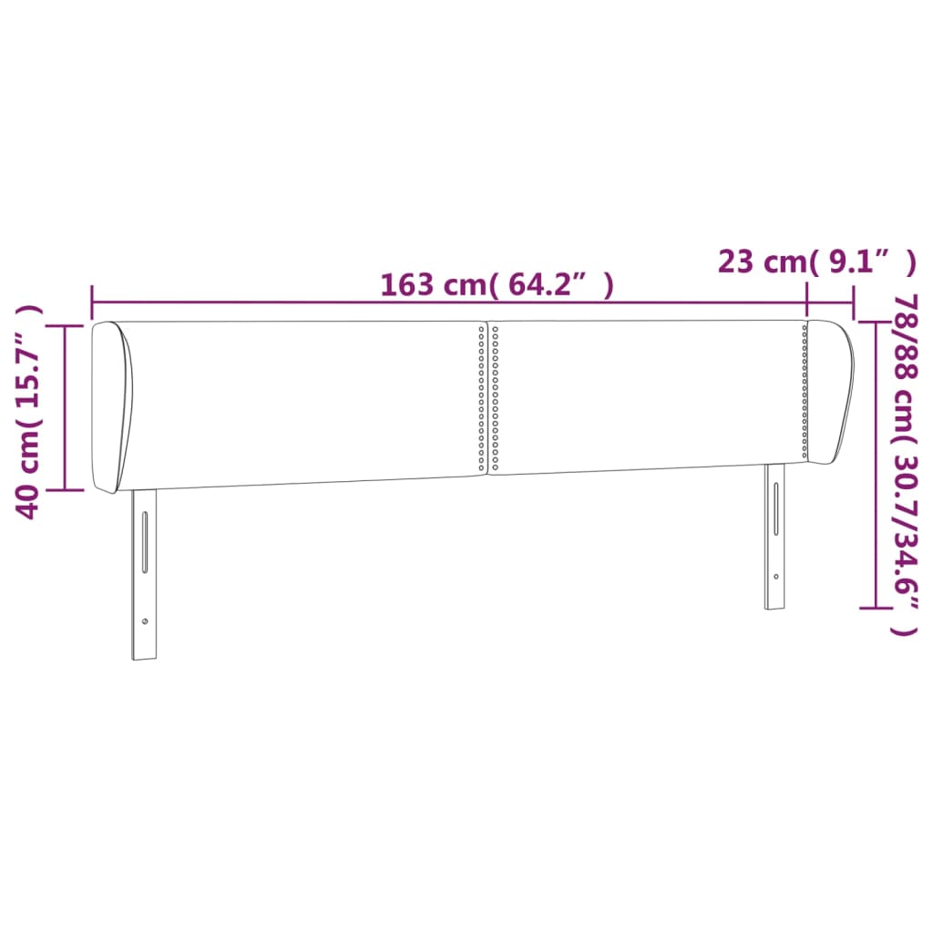 Tăblie de pat cu aripioare crem 163x23x78/88 cm piele ecologică