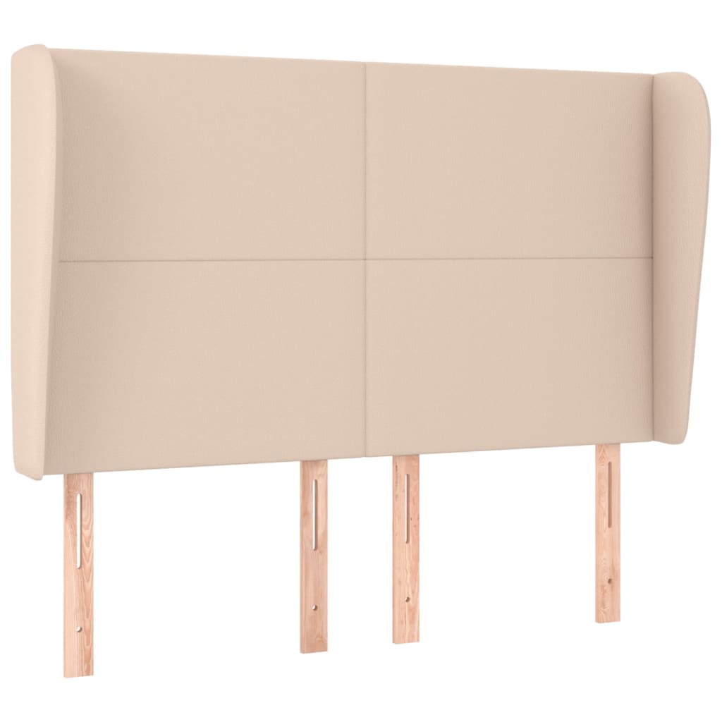 Tăblie pat cu aripioare cappuccino 147x23x118/128 cm piele eco