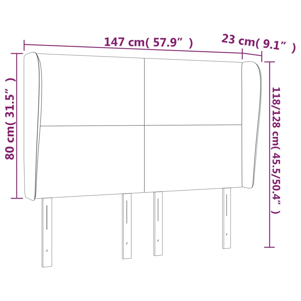 Tăblie pat cu aripioare cappuccino 147x23x118/128 cm piele eco