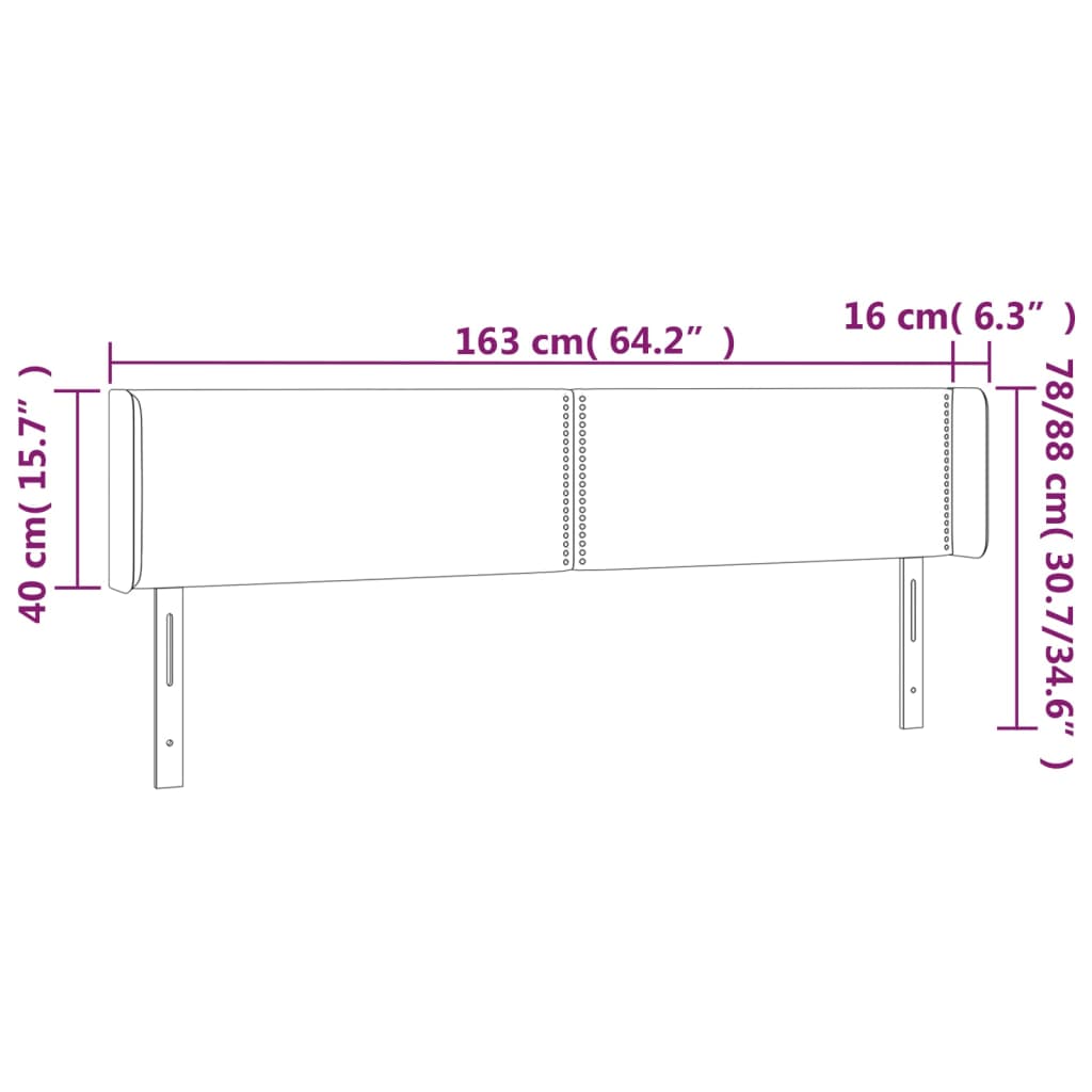 Tăblie de pat cu aripioare crem 163x16x78/88 cm piele ecologică