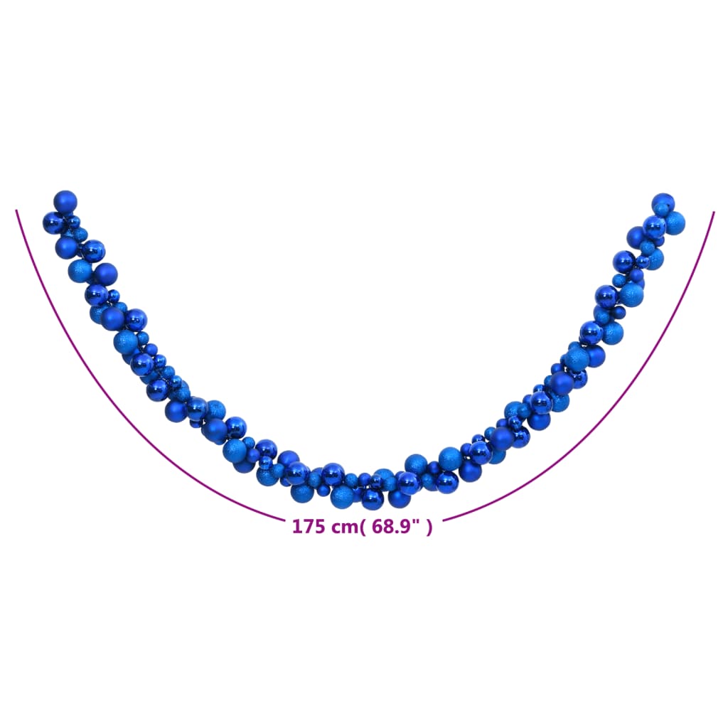 Ghirlandă de Crăciun cu globuri, albastru, 175 cm, polistiren