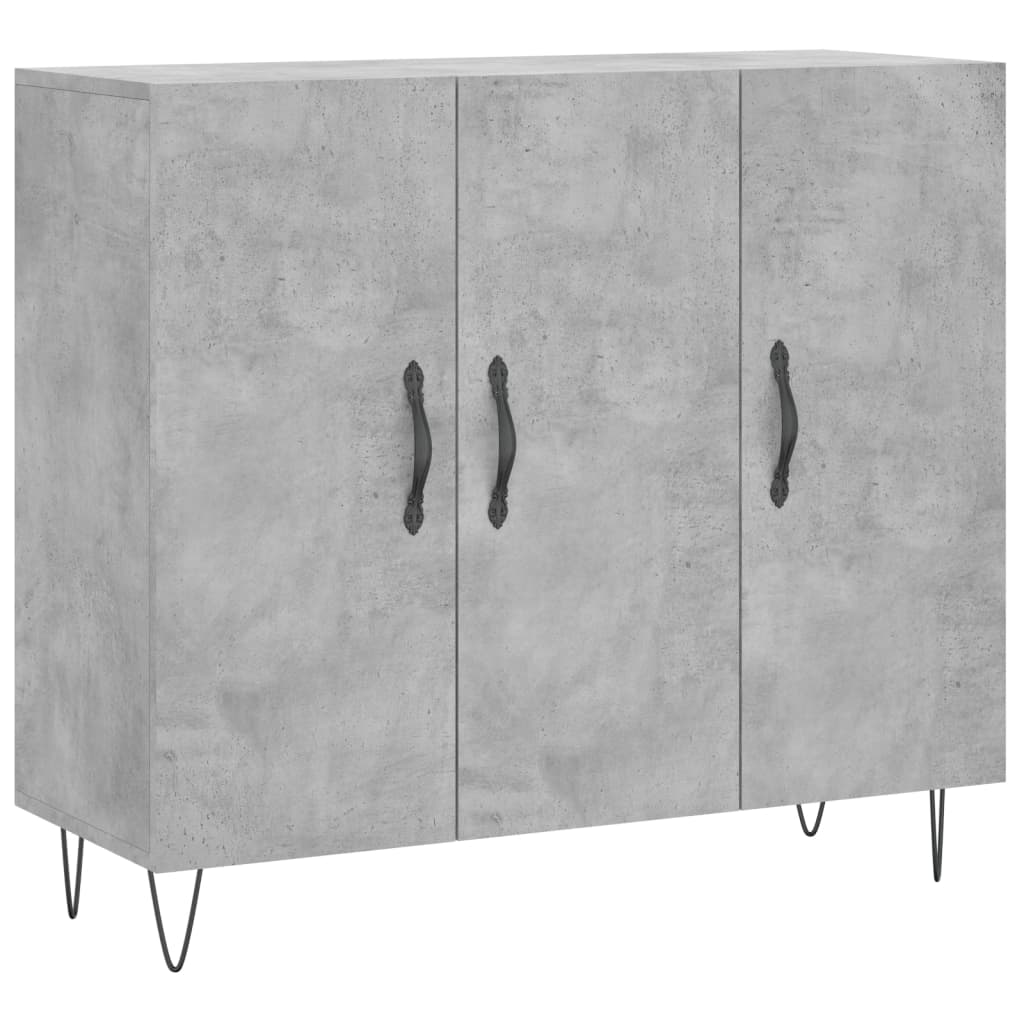 Dulap, gri beton, 90x34x80 cm, lemn compozit