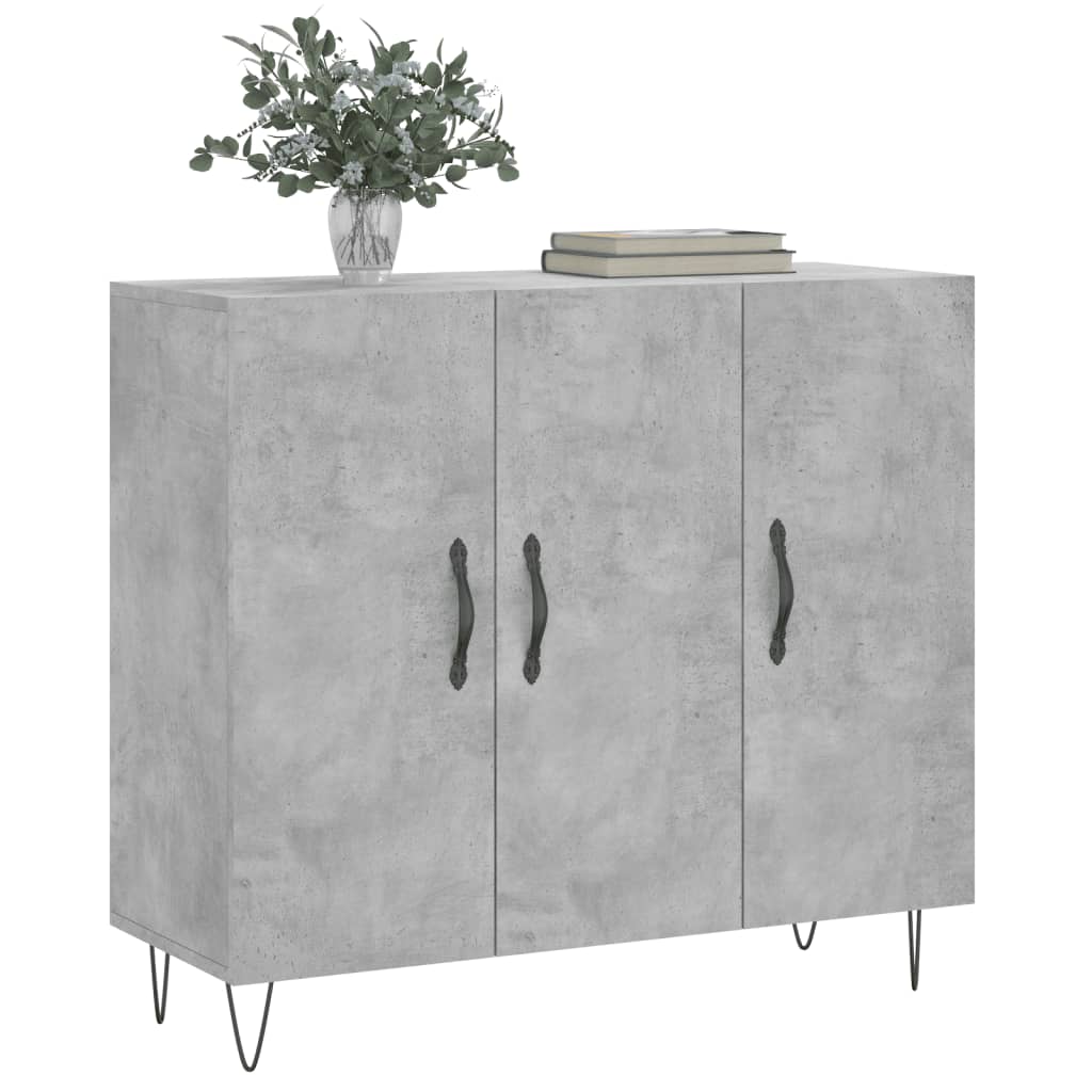 Dulap, gri beton, 90x34x80 cm, lemn compozit