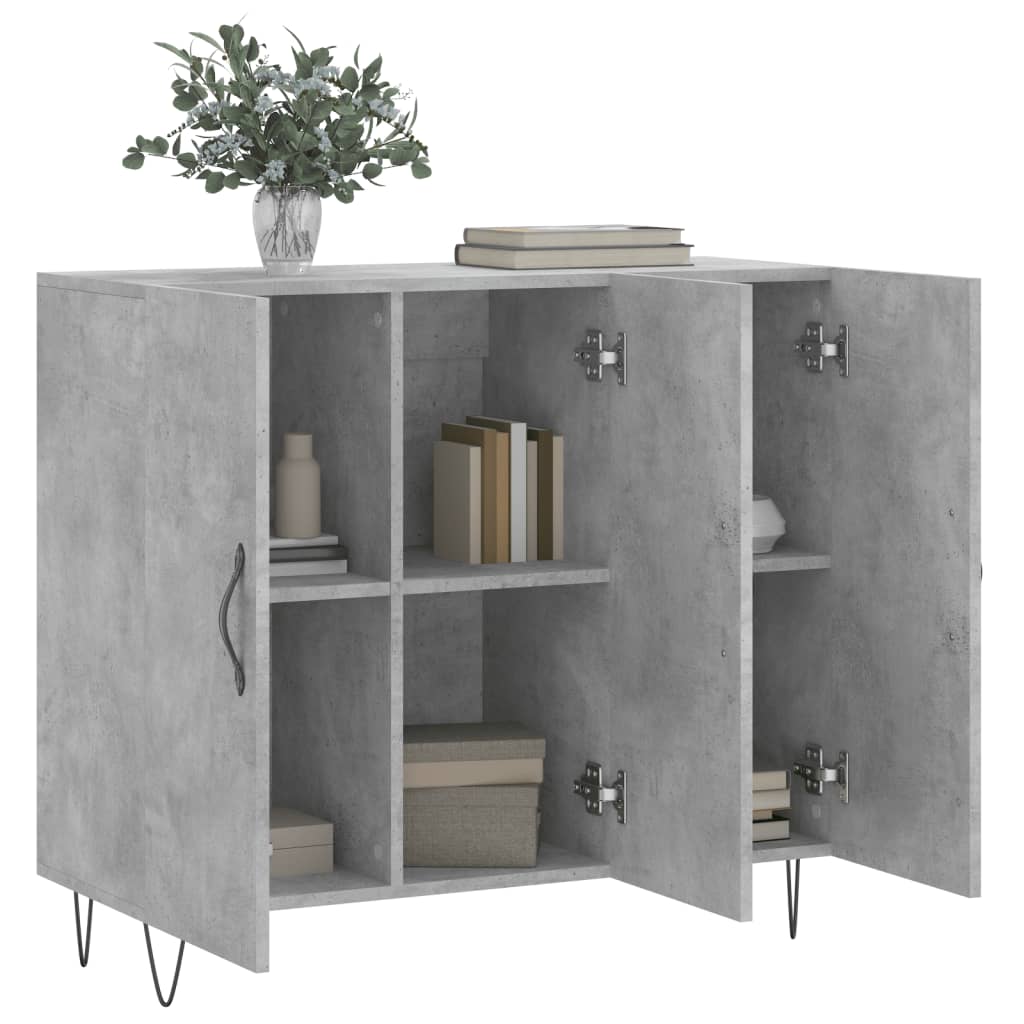 Dulap, gri beton, 90x34x80 cm, lemn compozit