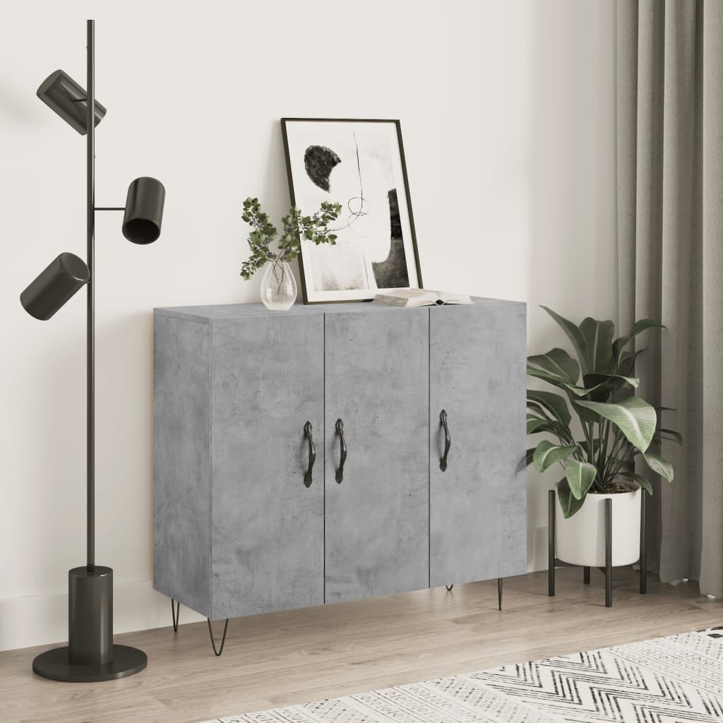 Dulap, gri beton, 90x34x80 cm, lemn compozit