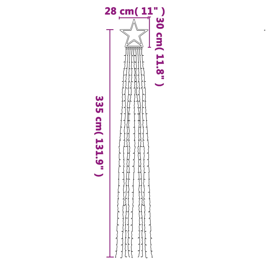 Instalație brad de Crăciun 320 LED-uri, alb cald, 375 cm