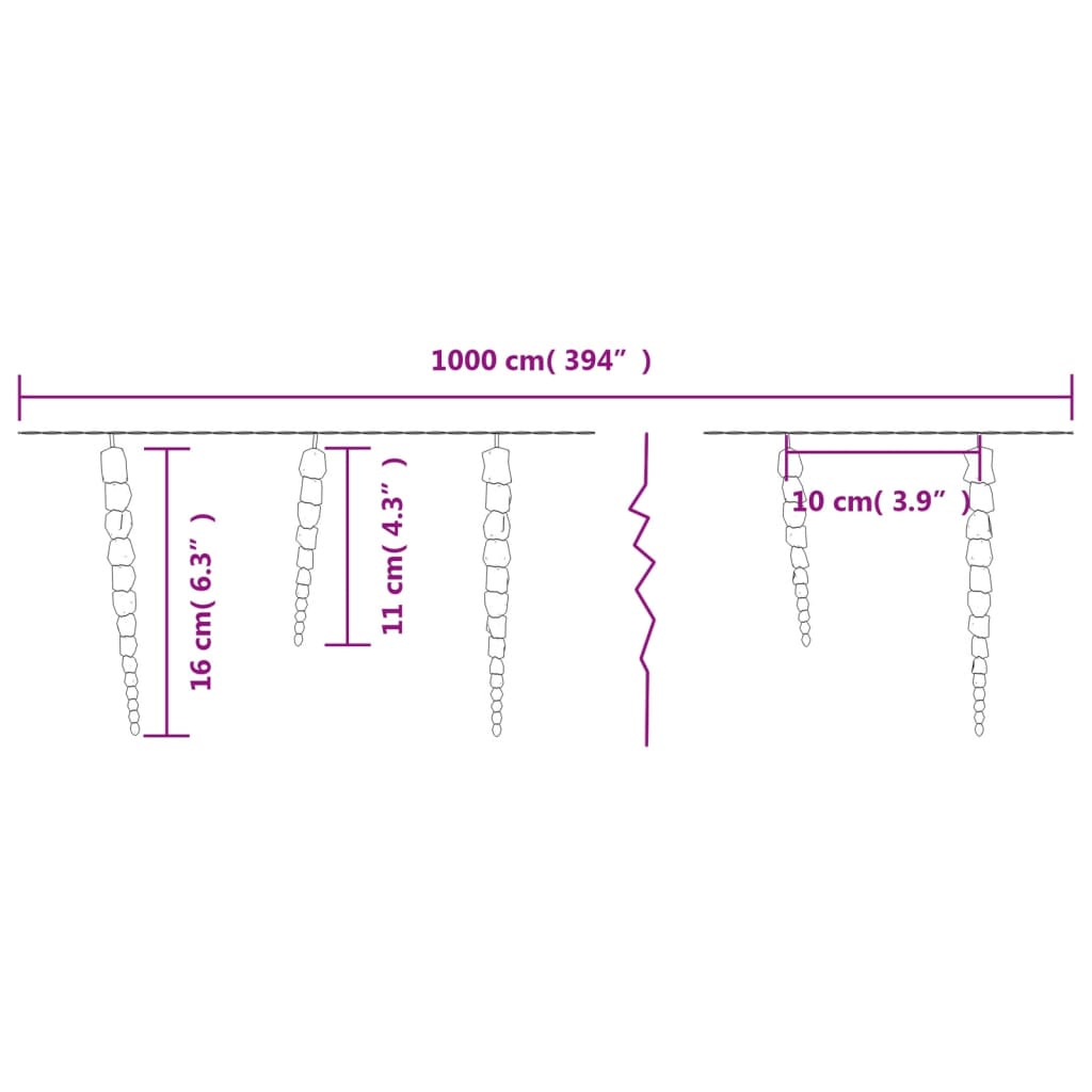 Luminițe de Crăciun țurțuri 100 LED-uri alb cald 10 m PVC acril