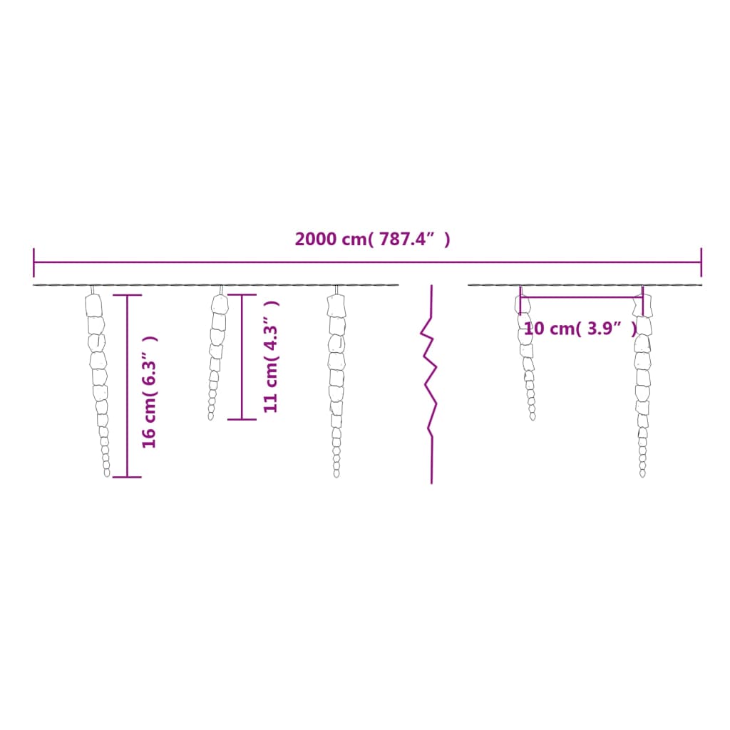 Luminițe de Crăciun țurțuri 200 LED-uri albastru 20 m PVC acril