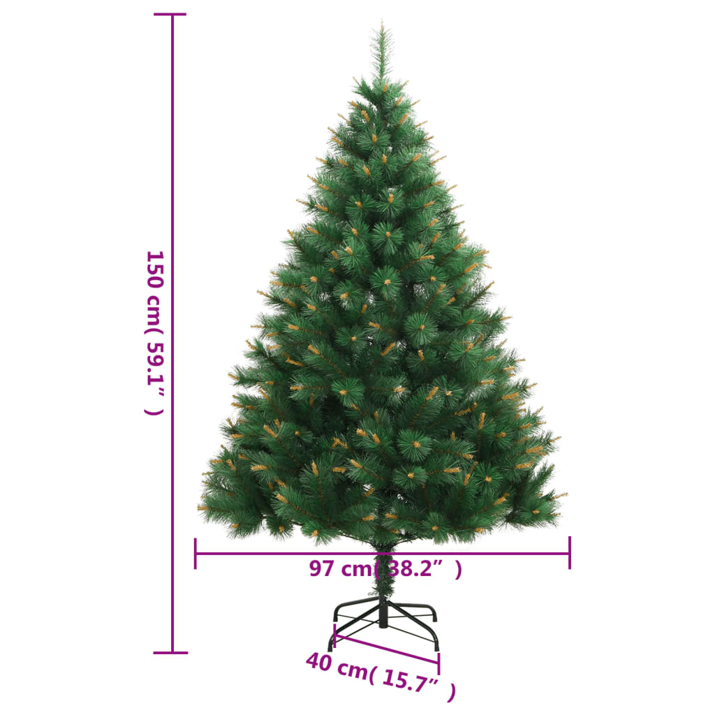 Brad de Crăciun artificial cu suport și balamale, 150 cm