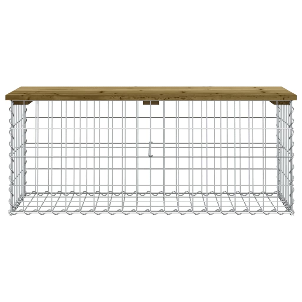 Bancă grădină, design gabion, 103x44x42 cm, lemn pin impregnat