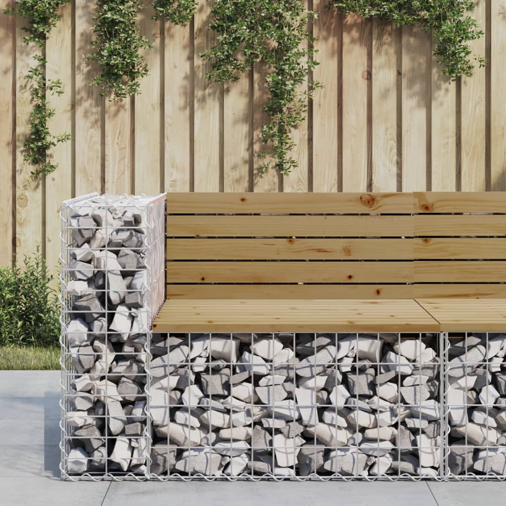 Bancă de grădină design gabion 92x71x65,5 cm lemn pin impregnat