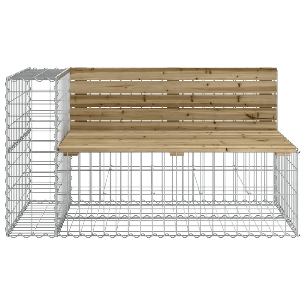 Bancă de grădină design gabion 122x71x65,5cm lemn pin impregnat