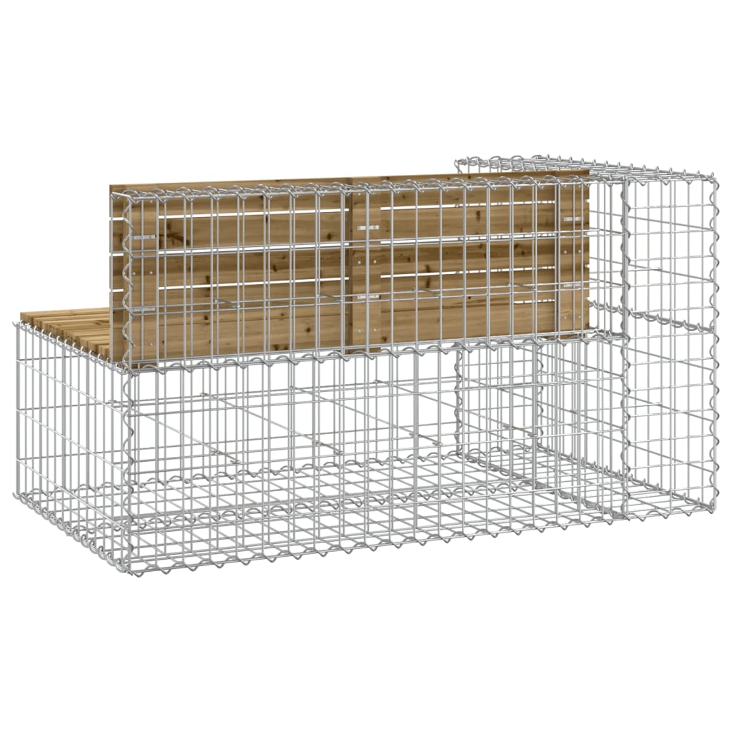 Bancă de grădină design gabion 122x71x65,5cm lemn pin impregnat