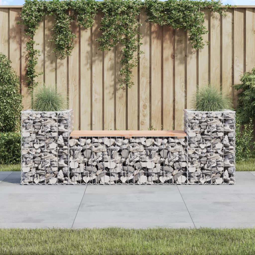 Bancă de grădină cu gabion, 183x41x60,5 cm, lemn masiv Douglas