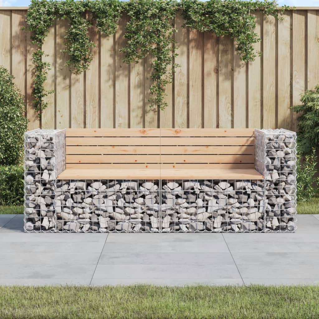 Bancă de grădină, design gabion, 184x71x65,5 cm, lemn masiv pin