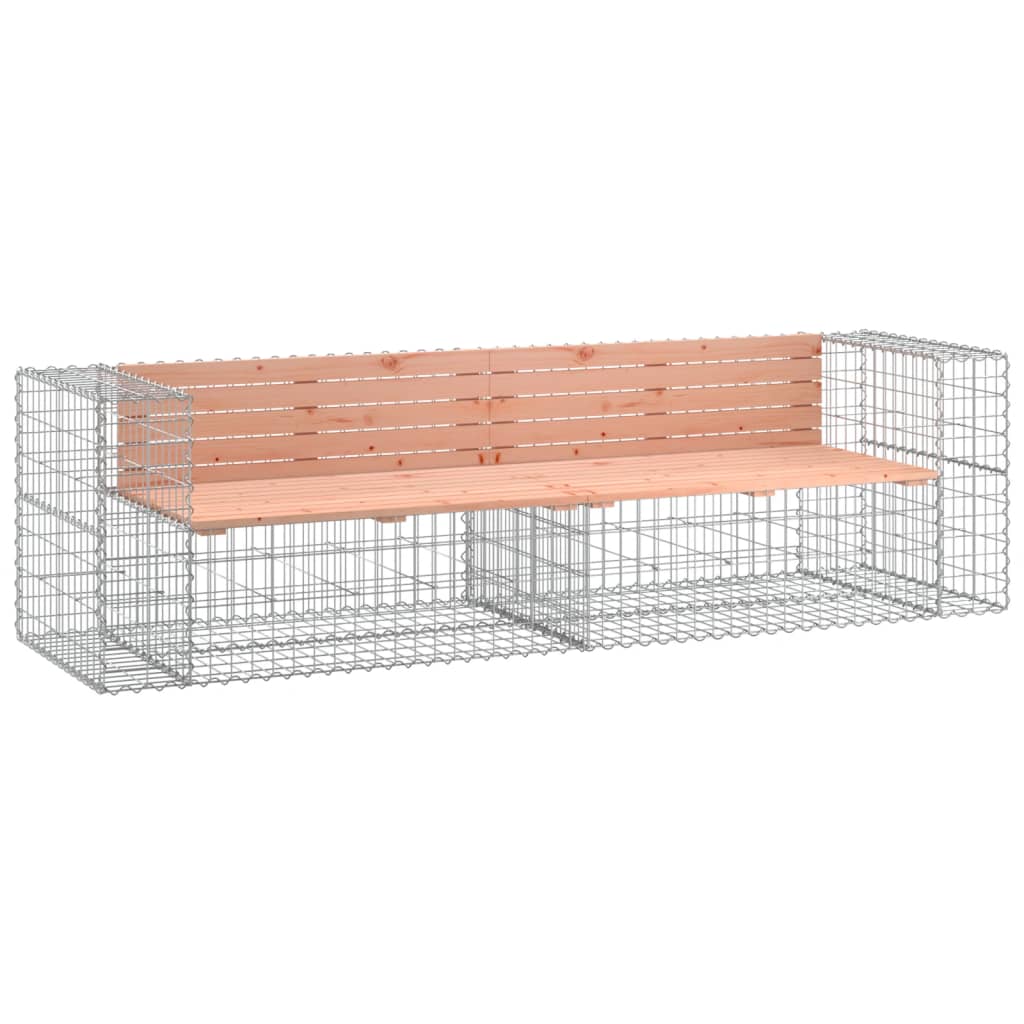 Bancă de grădină cu gabion, 244x71x65,5 cm, lemn masiv Douglas