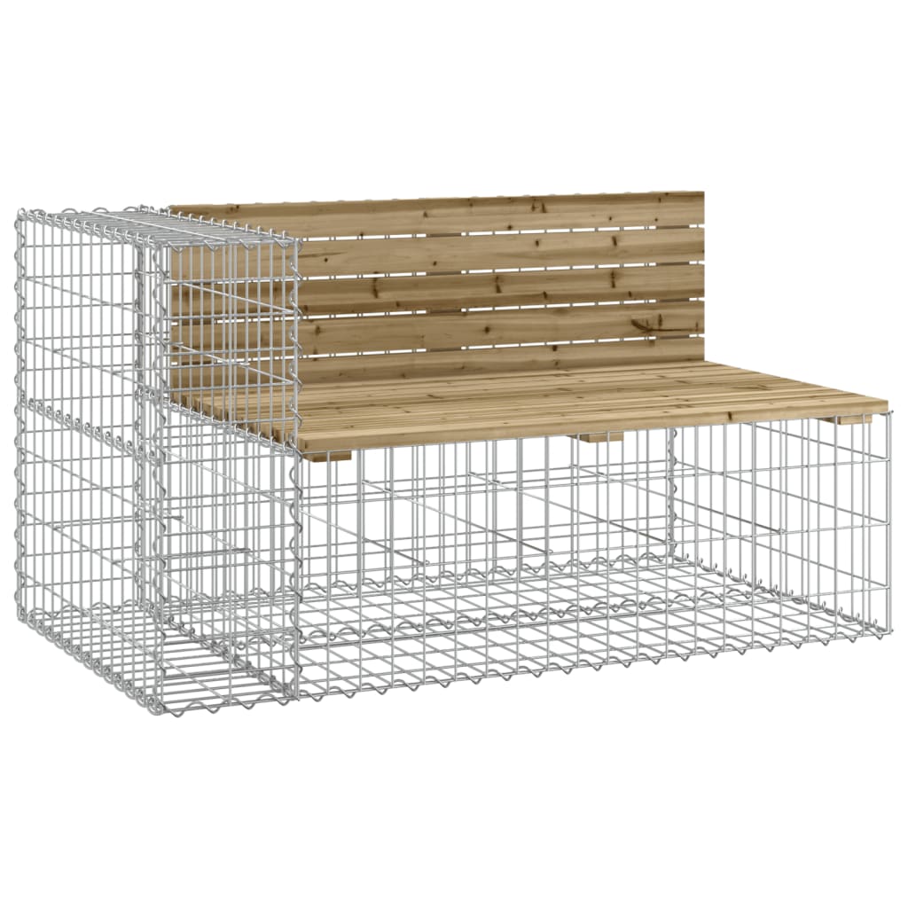 Bancă de grădină cu gabion, 244x71x65,5 cm, lemn pin impregnat