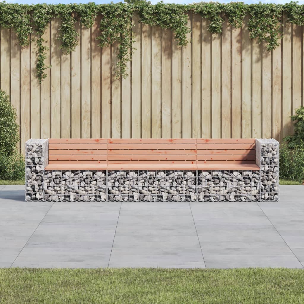 Bancă de grădină tip gabion 287x71x65,5 cm, lemn masiv Douglas