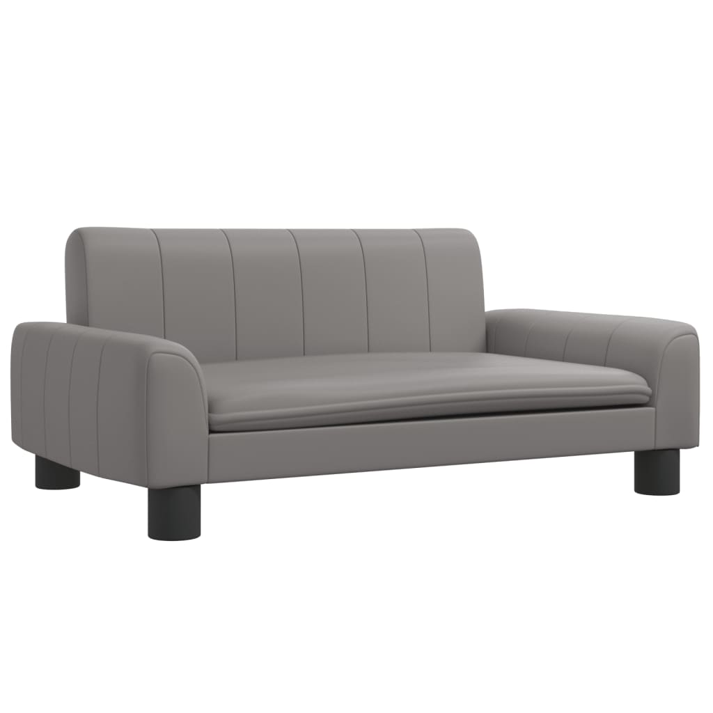 Canapea pentru copii, gri, 70x45x30 cm, piele ecologică
