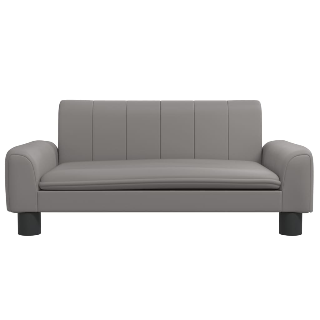 Canapea pentru copii, gri, 70x45x30 cm, piele ecologică