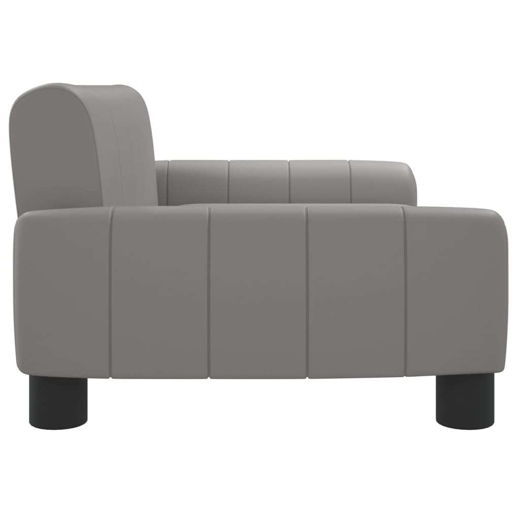 Canapea pentru copii, gri, 70x45x30 cm, piele ecologică