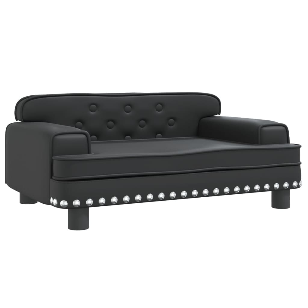 Canapea pentru copii, negru, 70x45x30 cm, piele ecologică