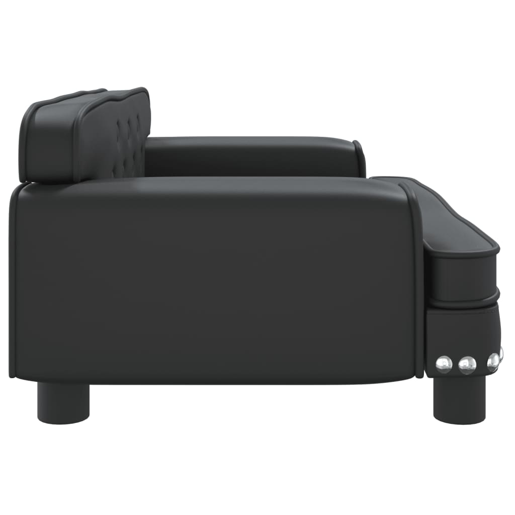 Canapea pentru copii, negru, 70x45x30 cm, piele ecologică
