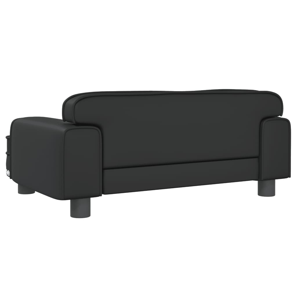 Canapea pentru copii, negru, 70x45x30 cm, piele ecologică