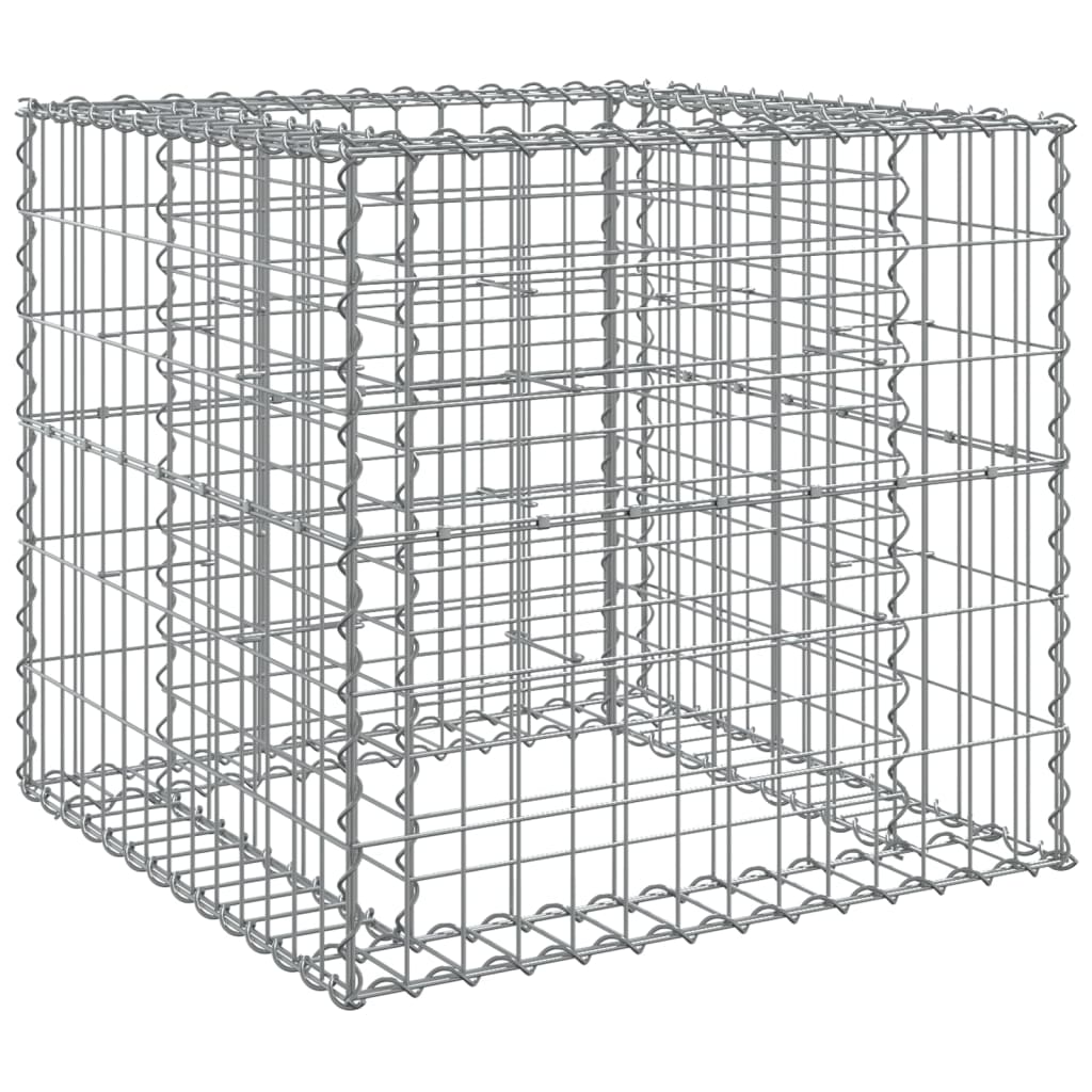 Coș gabion, argintiu, 70x70x65 cm, fier galvanizat