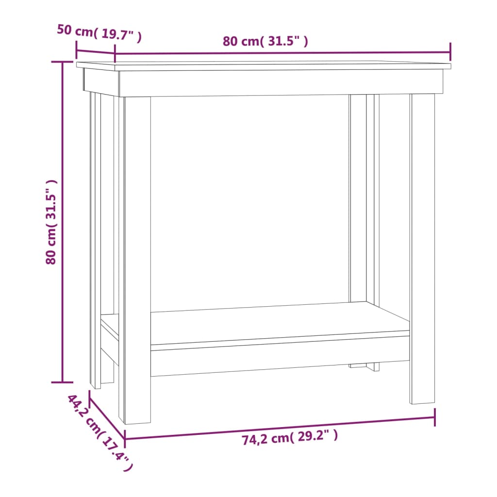 Banc de lucru, 80x50x80 cm, lemn masiv pin