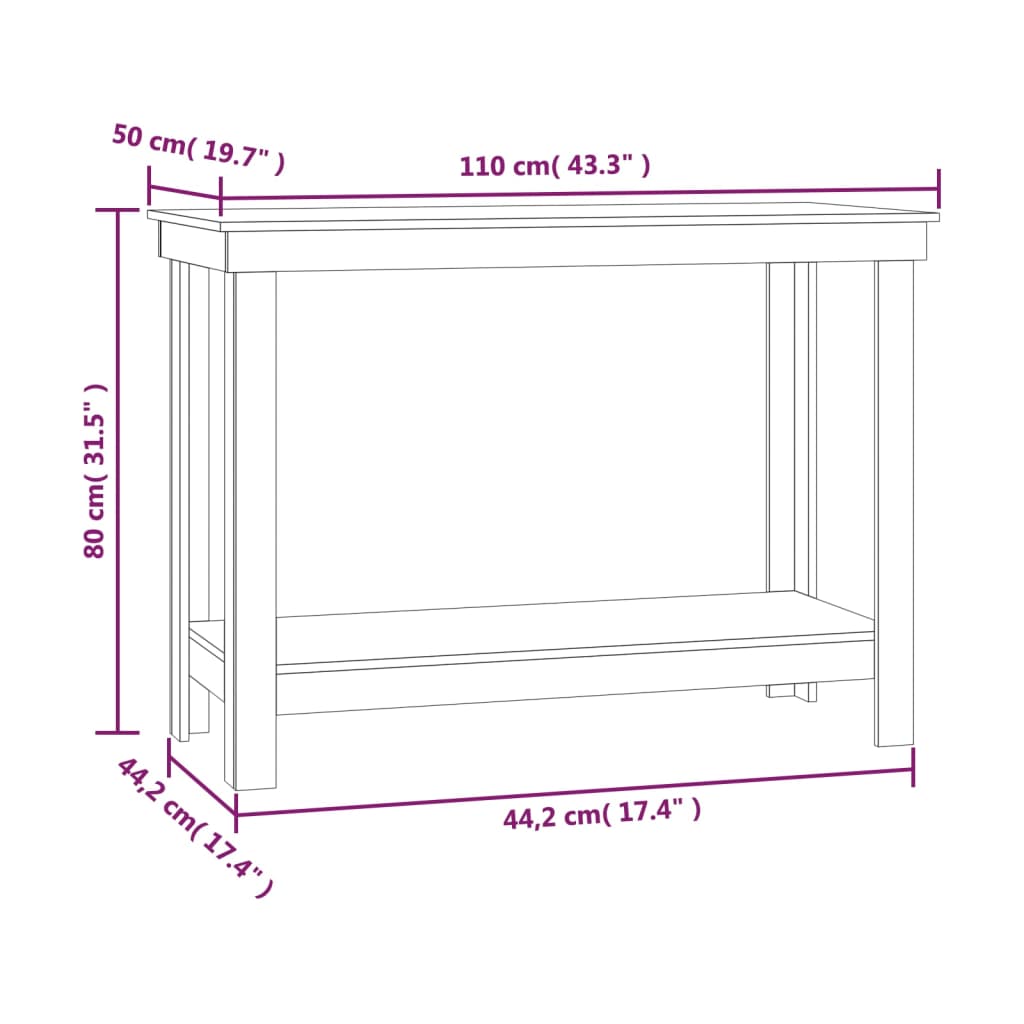 Banc de lucru, alb, 110x50x80 cm, lemn masiv pin