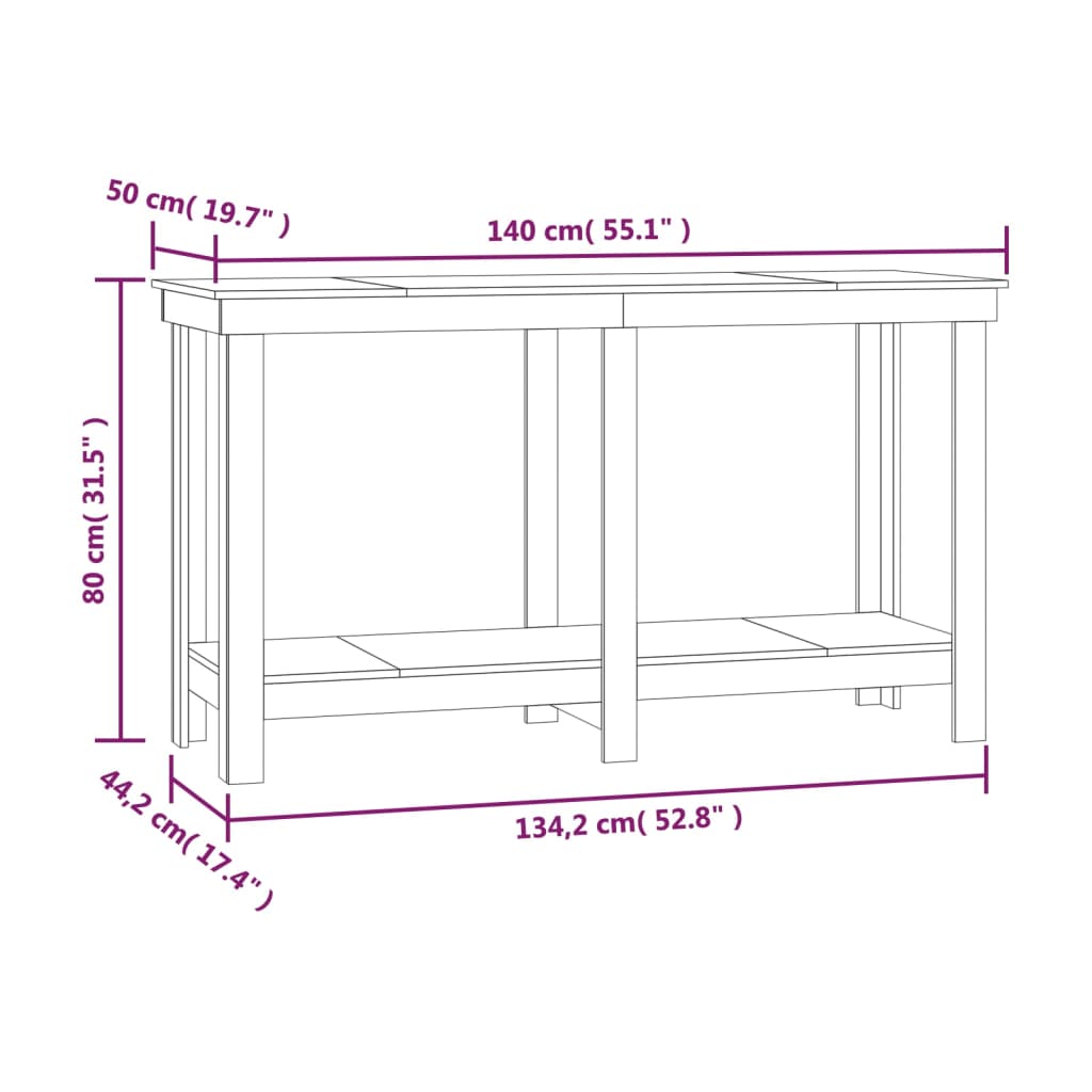 Banc de lucru, gri, 140x50x80 cm, lemn masiv pin