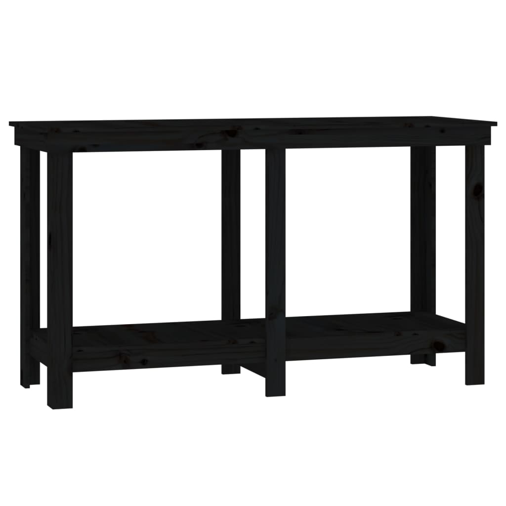 Banc de lucru, negru, 140x50x80 cm, lemn masiv pin