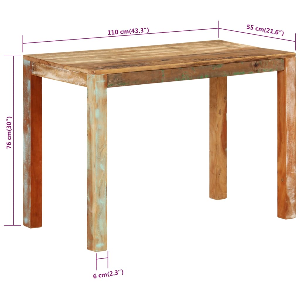 Masă de bucătărie, 110x55x76 cm, lemn masiv reciclat