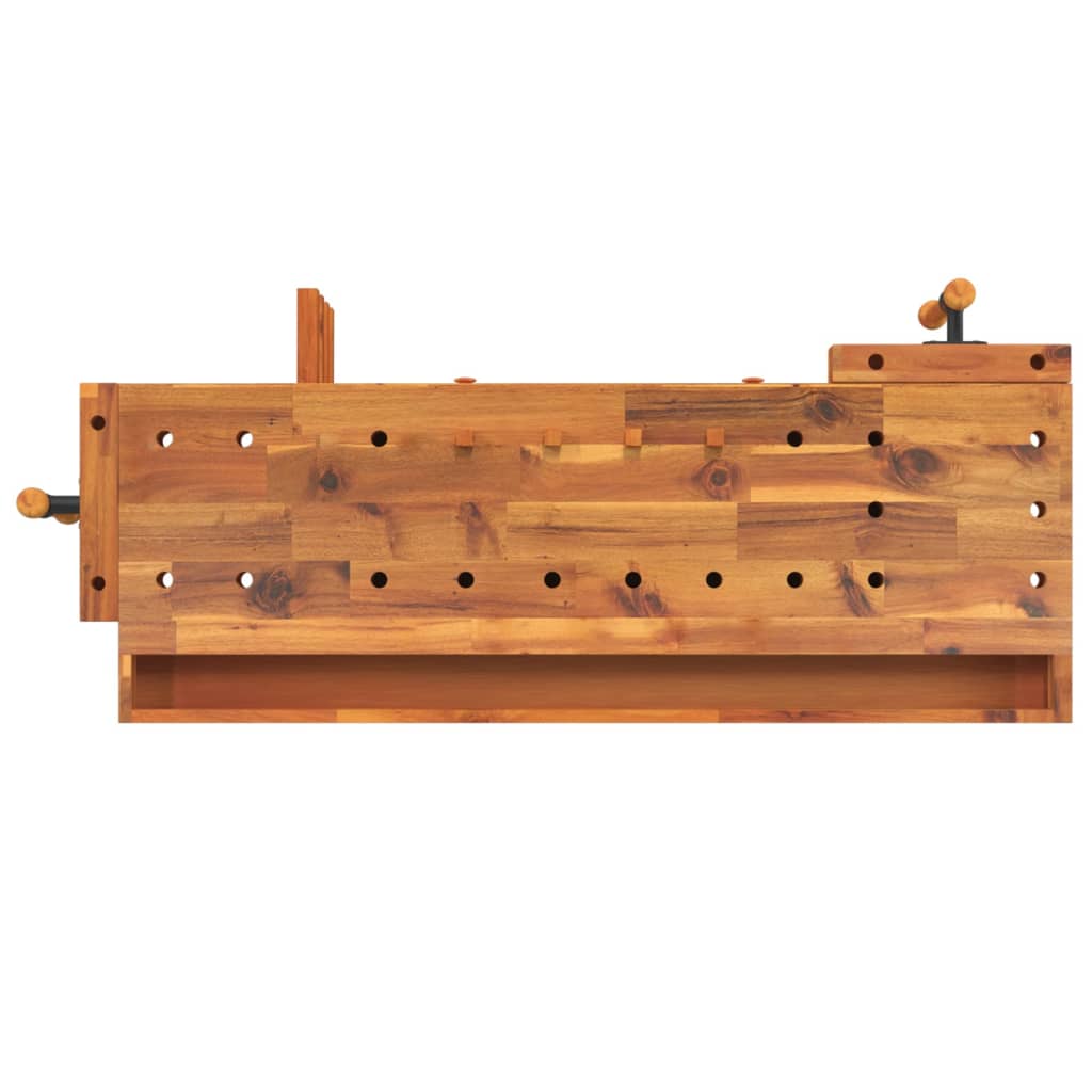 Banc de lucru cu sertare și menghine, 124x52x83 cm, lemn acacia