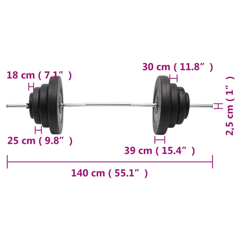 Set halteră cu discuri de greutăți, 60 kg