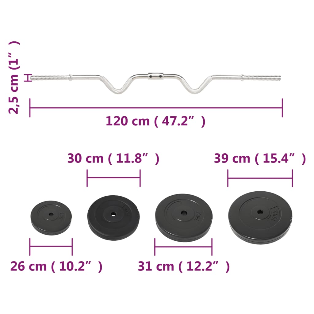 Set halteră ondulată cu greutăți, 90 kg