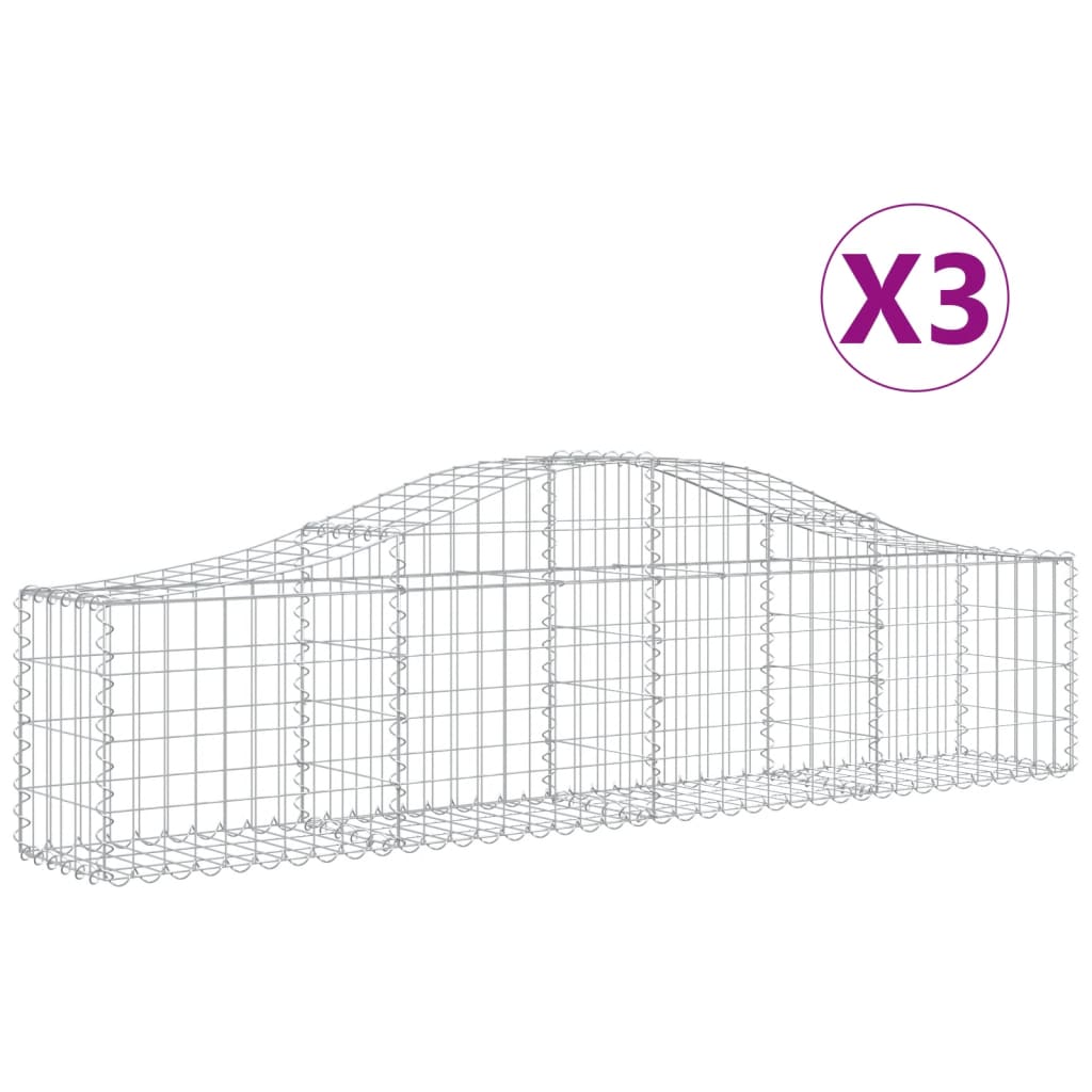 Coșuri gabion arcuite 3 buc, 200x30x40/60 cm, fier galvanizat