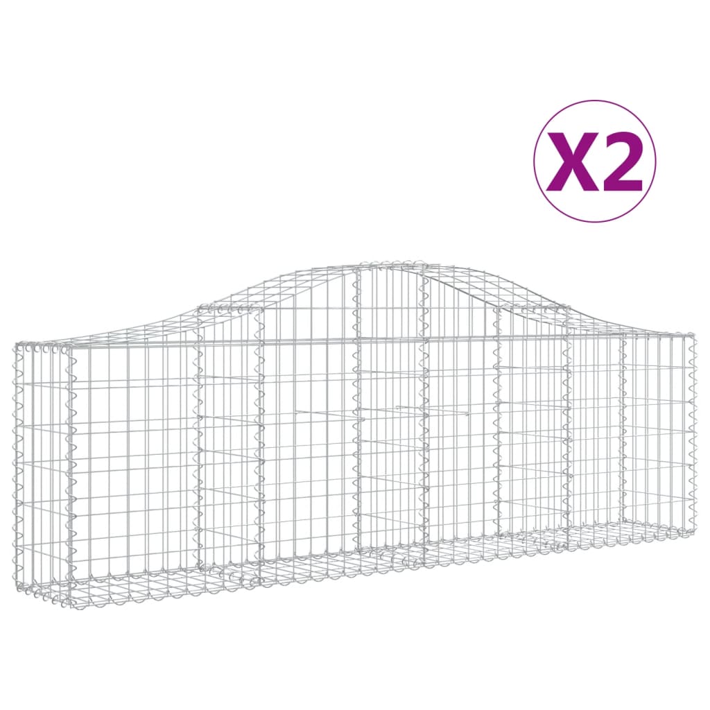 Coșuri gabion arcuite 2 buc, 200x30x60/80 cm, fier galvanizat