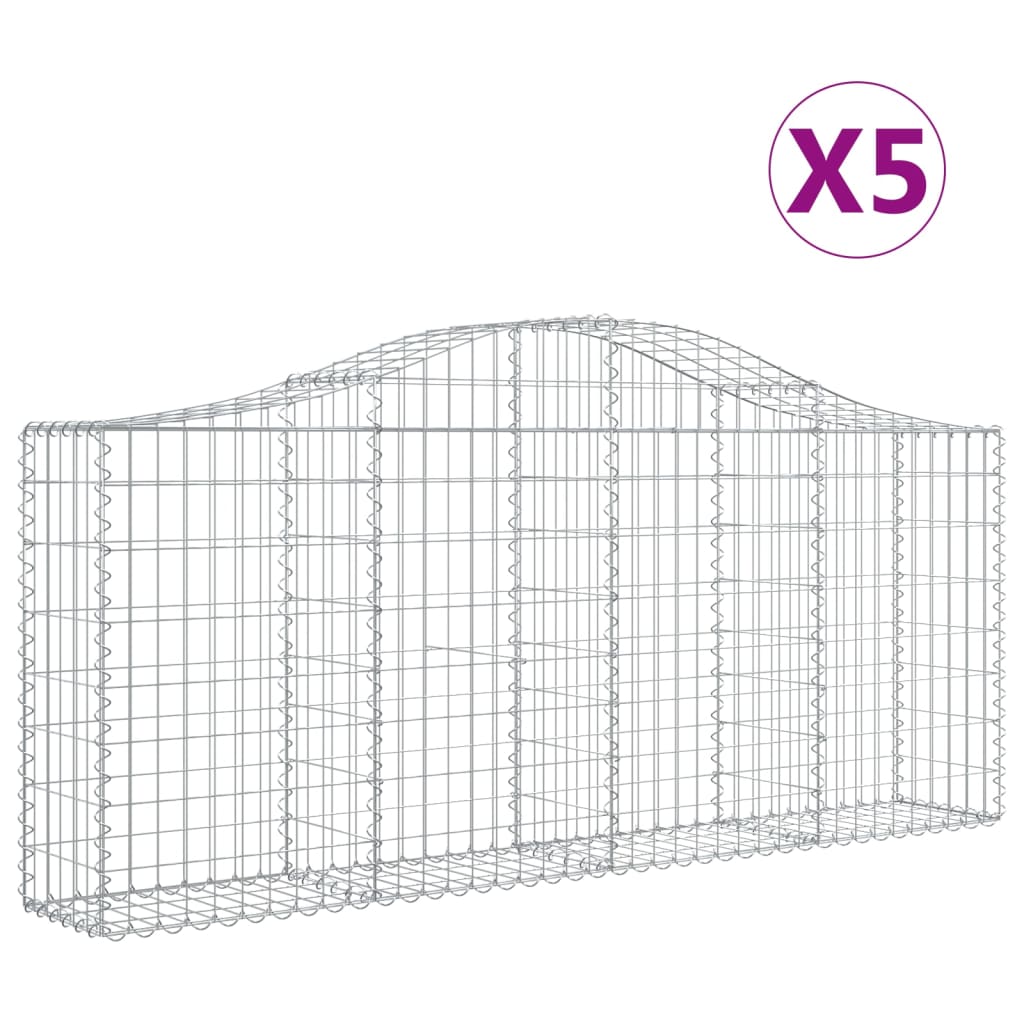 Coșuri gabion arcuite 5 buc, 200x30x80/100cm, fier galvanizat