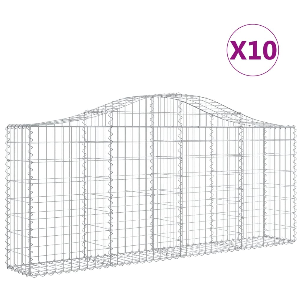 Coșuri gabion arcuite 10 buc, 200x30x80/100cm, fier galvanizat