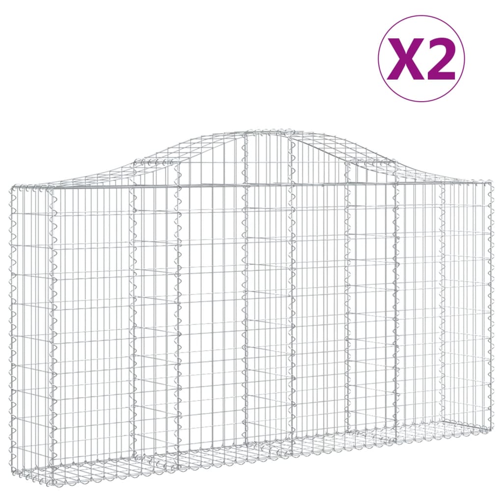 Coșuri gabion arcuite 2 buc, 200x30x100/120 cm fier galvanizat