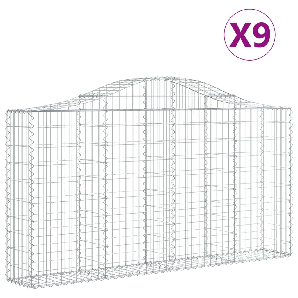 Coșuri gabion arcuite 9 buc, 200x30x100/120 cm fier galvanizat