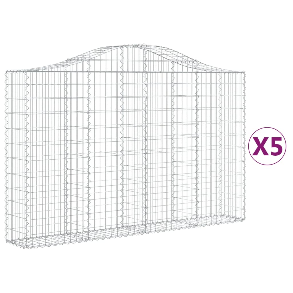 Coșuri gabion arcuite 5 buc, 200x30x120/140 cm, fier galvanizat