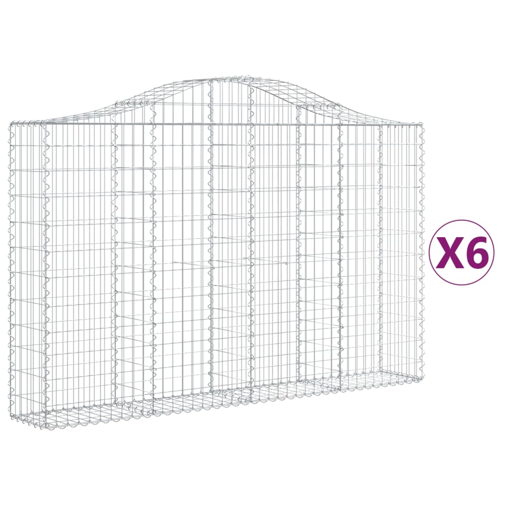 Coșuri gabion arcuite 6 buc, 200x30x120/140 cm, fier galvanizat